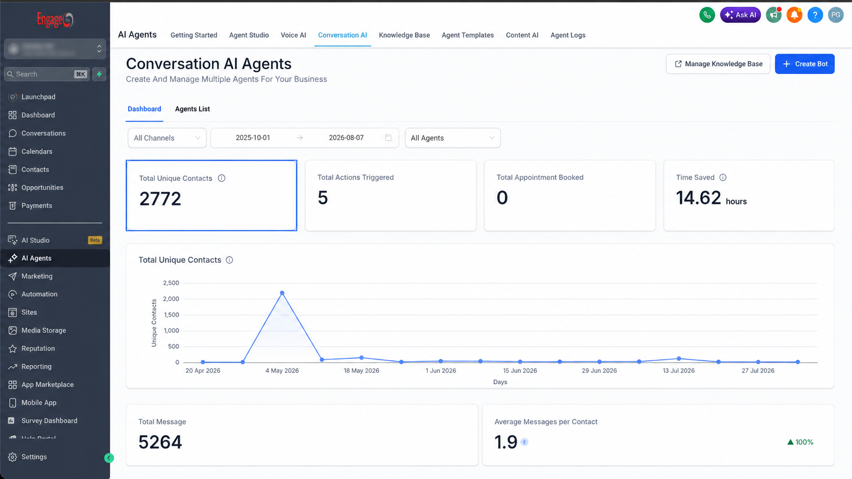 Engage366 AI conversation agent management
