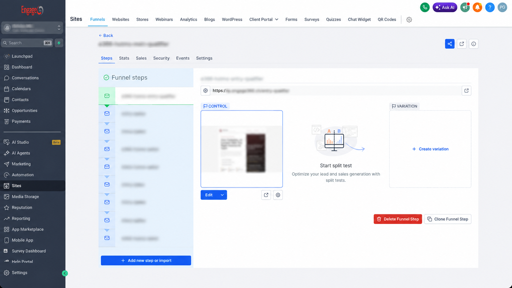 Engage366 funnel and landing page builder
